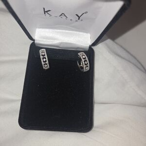 Kay Jewlers White Lab-Created Sapphire Hoop Earrings Sterling Silver